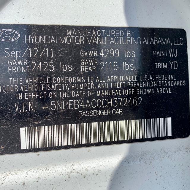 Photo 9 VIN: 5NPEB4AC0CH372462 - HYUNDAI SONATA GLS 