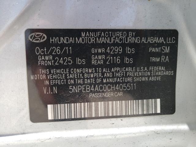 Photo 9 VIN: 5NPEB4AC0CH405511 - HYUNDAI SONATA GLS 