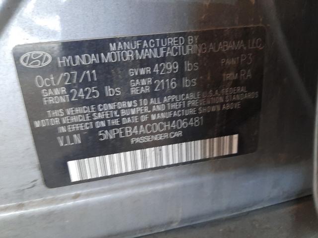 Photo 9 VIN: 5NPEB4AC0CH406481 - HYUNDAI SONATA GLS 