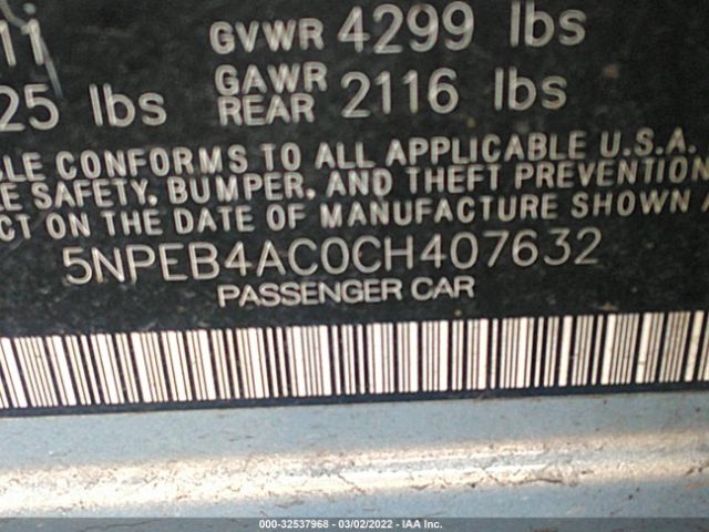 Photo 8 VIN: 5NPEB4AC0CH407632 - HYUNDAI SONATA 