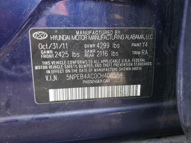 Photo 9 VIN: 5NPEB4AC0CH408554 - HYUNDAI SONATA GLS 