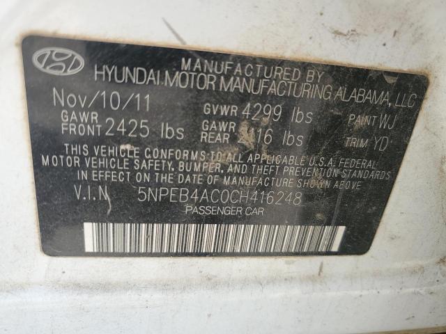 Photo 11 VIN: 5NPEB4AC0CH416248 - HYUNDAI SONATA 