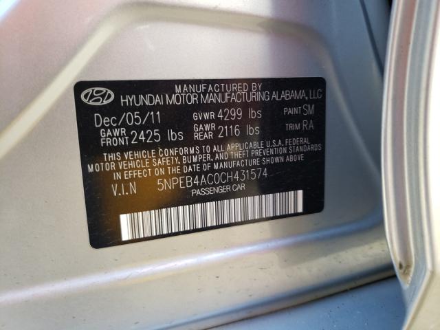 Photo 9 VIN: 5NPEB4AC0CH431574 - HYUNDAI SONATA GLS 