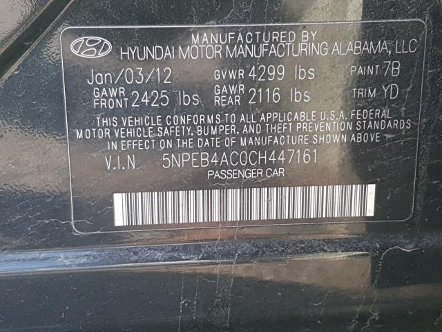 Photo 9 VIN: 5NPEB4AC0CH447161 - HYUNDAI SONATA GLS 