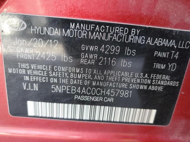 Photo 12 VIN: 5NPEB4AC0CH457981 - HYUNDAI SONATA GLS 