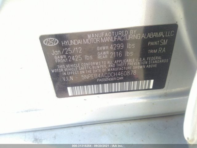 Photo 8 VIN: 5NPEB4AC0CH460878 - HYUNDAI SONATA 