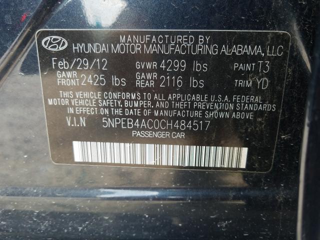 Photo 9 VIN: 5NPEB4AC0CH484517 - HYUNDAI SONATA GLS 