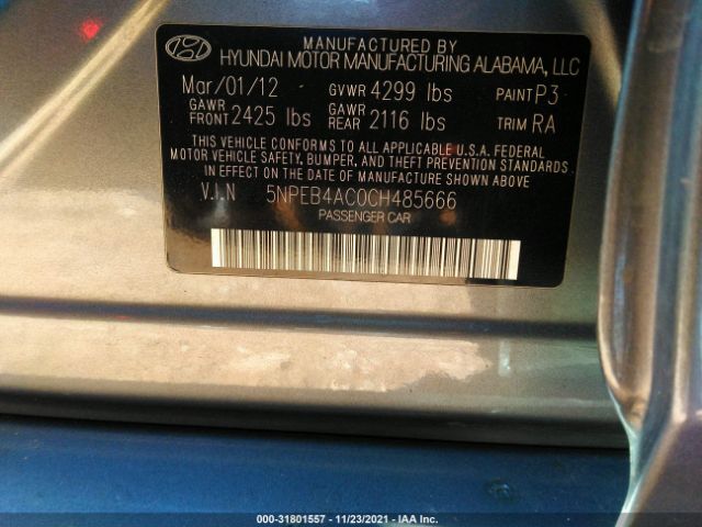 Photo 8 VIN: 5NPEB4AC0CH485666 - HYUNDAI SONATA 