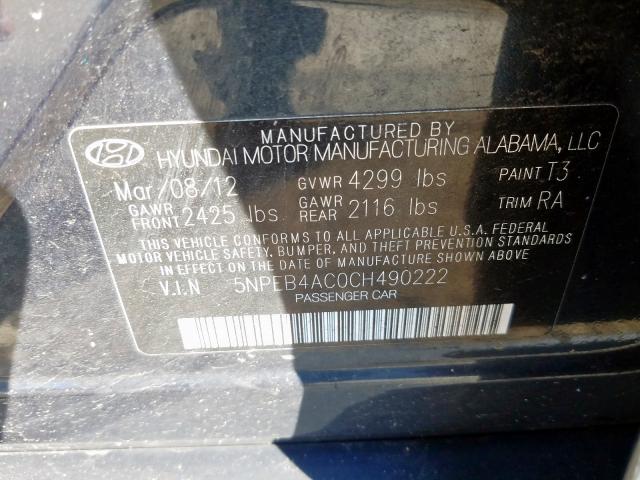 Photo 9 VIN: 5NPEB4AC0CH490222 - HYUNDAI SONATA GLS 