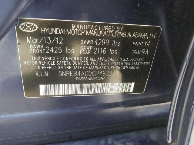 Photo 9 VIN: 5NPEB4AC0CH492374 - HYUNDAI SONATA GLS 