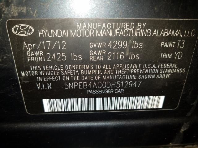 Photo 9 VIN: 5NPEB4AC0DH512947 - HYUNDAI SONATA GLS 