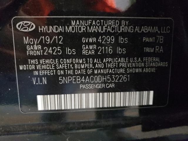 Photo 9 VIN: 5NPEB4AC0DH532261 - HYUNDAI SONATA GLS 