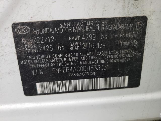 Photo 9 VIN: 5NPEB4AC0DH533331 - HYUNDAI SONATA GLS 