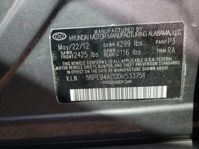 Photo 9 VIN: 5NPEB4AC0DH533751 - HYUNDAI SONATA GLS 