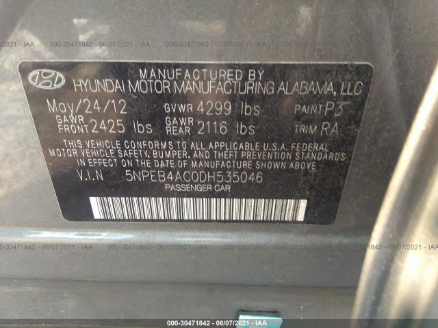 Photo 8 VIN: 5NPEB4AC0DH535046 - HYUNDAI SONATA 