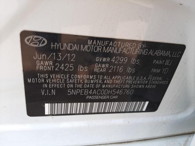 Photo 9 VIN: 5NPEB4AC0DH546760 - HYUNDAI SONATA GLS 