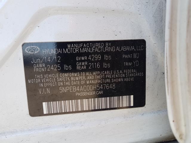 Photo 9 VIN: 5NPEB4AC0DH547648 - HYUNDAI SONATA GLS 