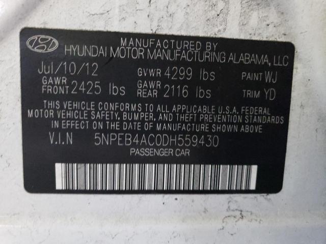 Photo 11 VIN: 5NPEB4AC0DH559430 - HYUNDAI SONATA 