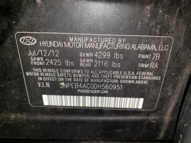 Photo 9 VIN: 5NPEB4AC0DH560951 - HYUNDAI SONATA GLS 