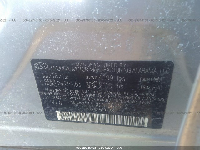 Photo 8 VIN: 5NPEB4AC0DH562652 - HYUNDAI SONATA 