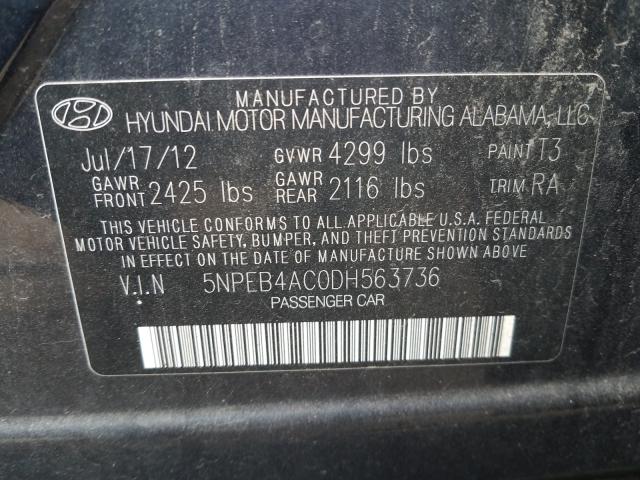 Photo 9 VIN: 5NPEB4AC0DH563736 - HYUNDAI SONATA GLS 