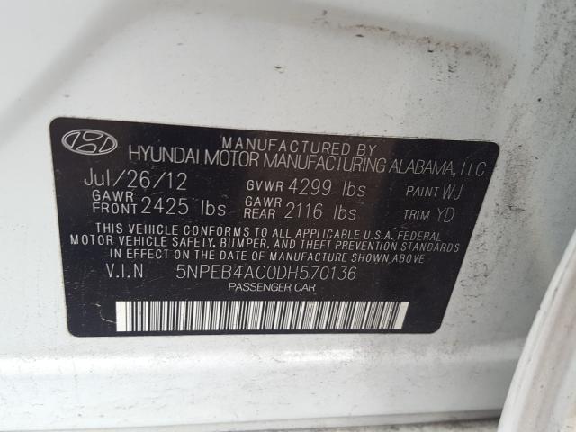 Photo 9 VIN: 5NPEB4AC0DH570136 - HYUNDAI SONATA GLS 