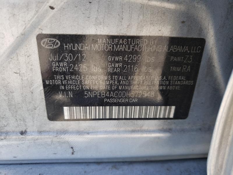 Photo 9 VIN: 5NPEB4AC0DH572548 - HYUNDAI SONATA GLS 