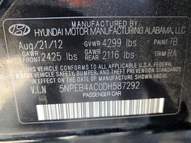 Photo 9 VIN: 5NPEB4AC0DH587292 - HYUNDAI SONATA GLS 