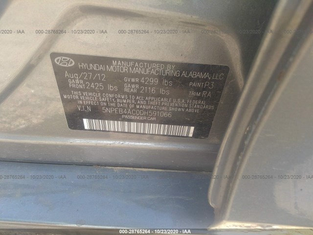 Photo 8 VIN: 5NPEB4AC0DH591066 - HYUNDAI SONATA 