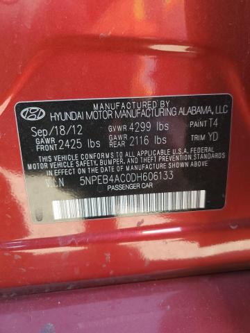 Photo 11 VIN: 5NPEB4AC0DH606133 - HYUNDAI SONATA GLS 