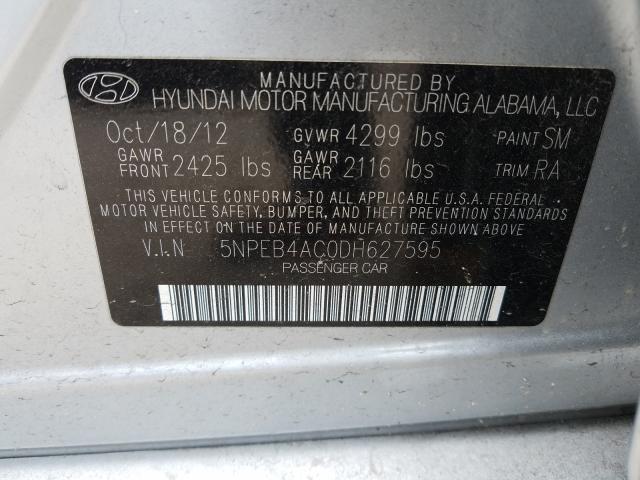 Photo 9 VIN: 5NPEB4AC0DH627595 - HYUNDAI SONATA GLS 