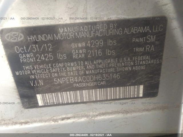 Photo 8 VIN: 5NPEB4AC0DH635146 - HYUNDAI SONATA 