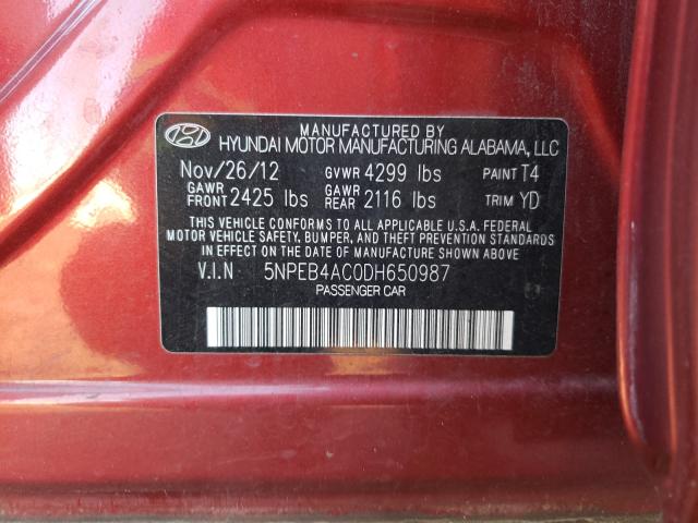 Photo 9 VIN: 5NPEB4AC0DH650987 - HYUNDAI SONATA GLS 