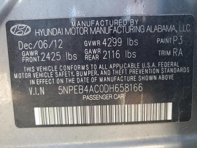 Photo 12 VIN: 5NPEB4AC0DH658166 - HYUNDAI SONATA 