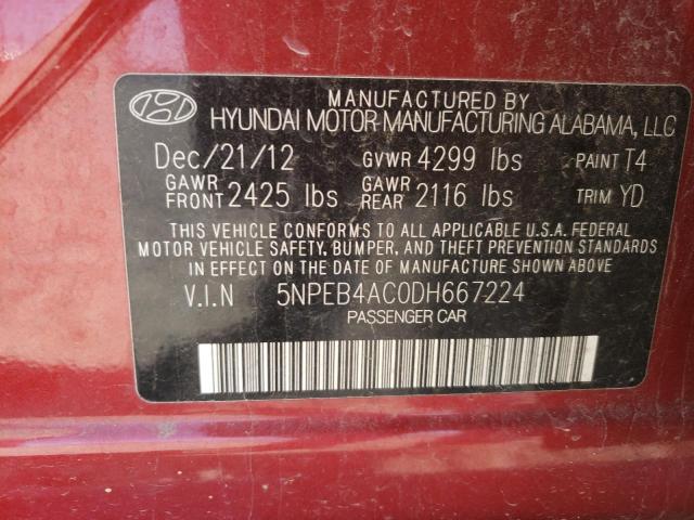 Photo 9 VIN: 5NPEB4AC0DH667224 - HYUNDAI SONATA GLS 