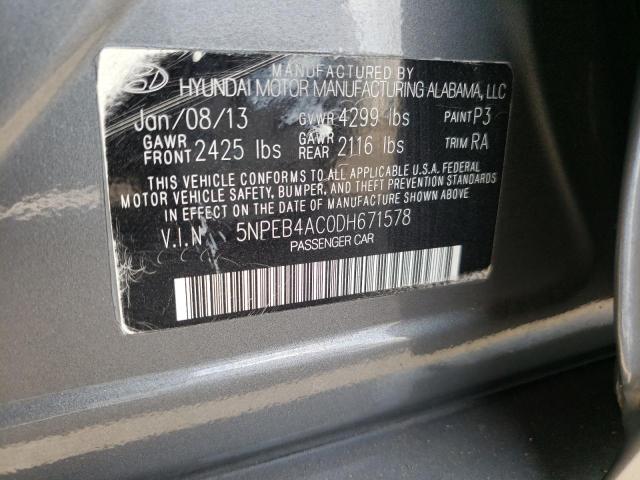 Photo 9 VIN: 5NPEB4AC0DH671578 - HYUNDAI SONATA GLS 