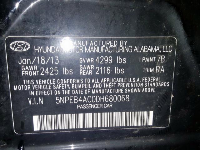 Photo 9 VIN: 5NPEB4AC0DH680068 - HYUNDAI SONATA GLS 