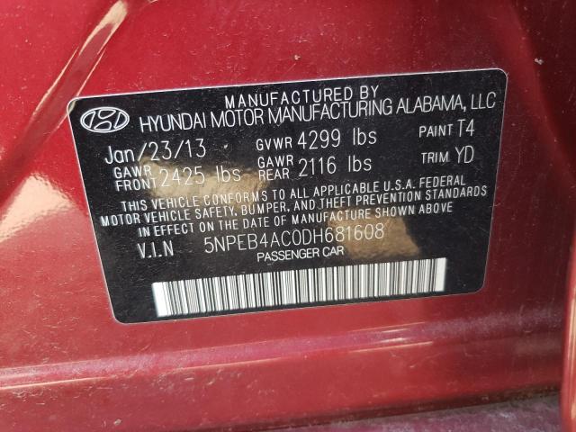 Photo 11 VIN: 5NPEB4AC0DH681608 - HYUNDAI SONATA GLS 