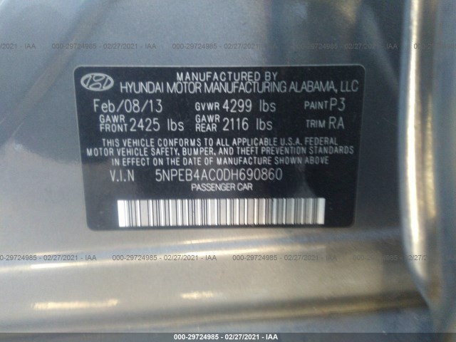 Photo 8 VIN: 5NPEB4AC0DH690860 - HYUNDAI SONATA 