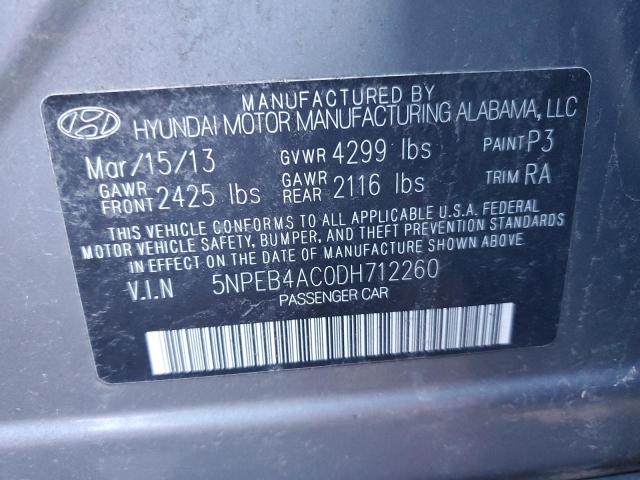 Photo 11 VIN: 5NPEB4AC0DH712260 - HYUNDAI SONATA 