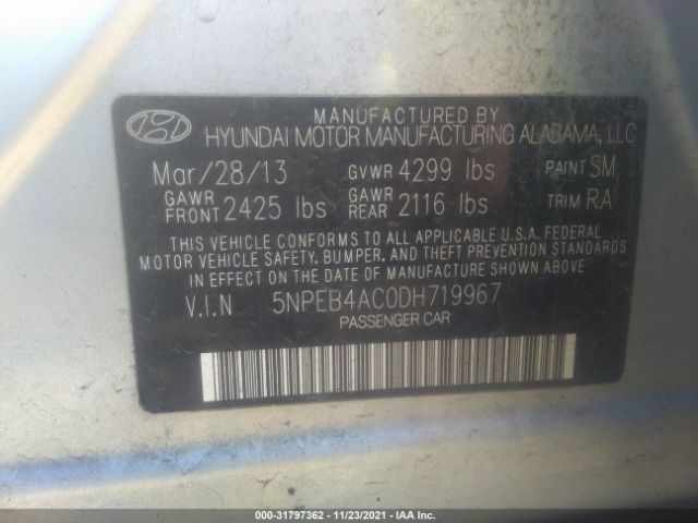 Photo 8 VIN: 5NPEB4AC0DH719967 - HYUNDAI SONATA 