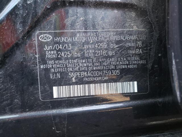 Photo 9 VIN: 5NPEB4AC0DH759305 - HYUNDAI SONATA GLS 