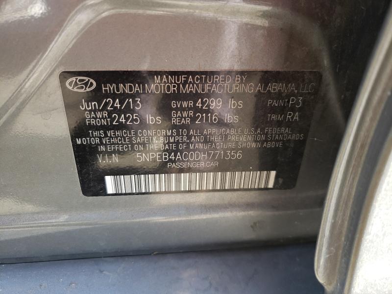 Photo 9 VIN: 5NPEB4AC0DH771356 - HYUNDAI SONATA GLS 