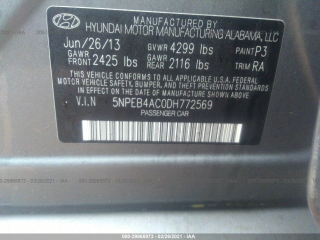 Photo 8 VIN: 5NPEB4AC0DH772569 - HYUNDAI SONATA 