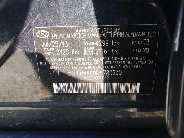 Photo 9 VIN: 5NPEB4AC0DH783930 - HYUNDAI SONATA GLS 