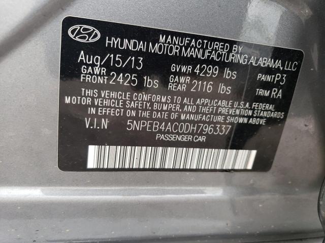 Photo 11 VIN: 5NPEB4AC0DH796337 - HYUNDAI SONATA GLS 