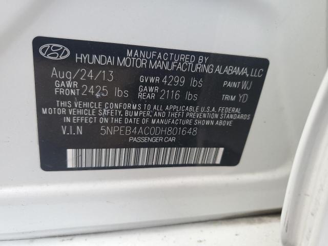 Photo 11 VIN: 5NPEB4AC0DH801648 - HYUNDAI SONATA 