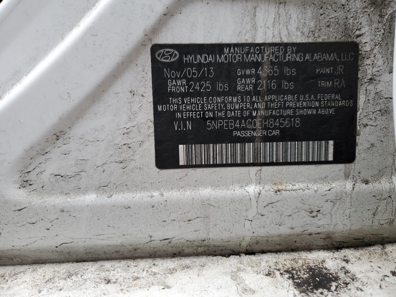 Photo 12 VIN: 5NPEB4AC0EH845618 - HYUNDAI SONATA 