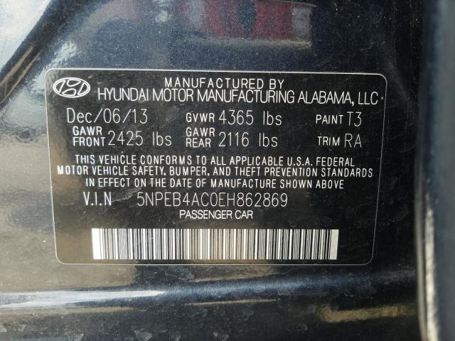 Photo 9 VIN: 5NPEB4AC0EH862869 - HYUNDAI SONATA GLS 