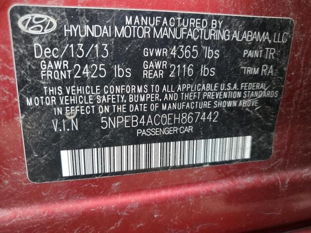 Photo 9 VIN: 5NPEB4AC0EH867442 - HYUNDAI SONATA 